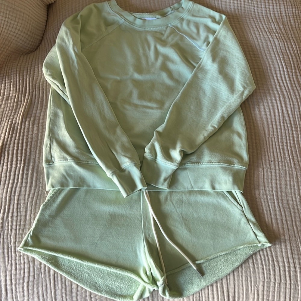MATE the Label Mint Green Crewneck Sweatshirt with matching shorts